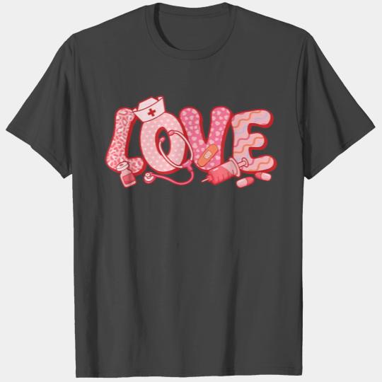 Nurse Valentines Day Cute Pink Love Heopard Nursin T Shirts