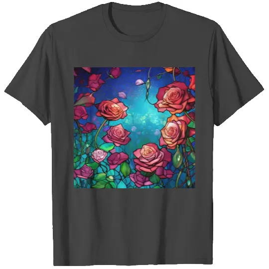 Stained Glass Roses T Shirts