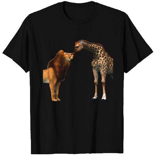 Lion kisses giraffe T Shirts