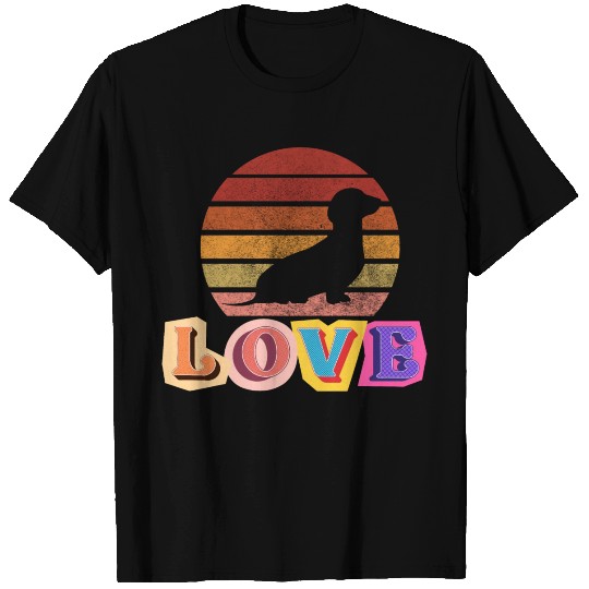 Dachshund Motiv Love Retro Design T Shirts