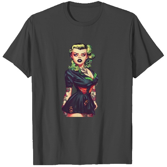 Horror Rockabilly Pin Up Girl 50's Psychobilly Vam T Shirts