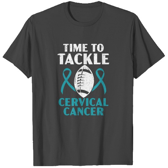 Time To Tackle Cervical Cancer Warrior Football T Shirts