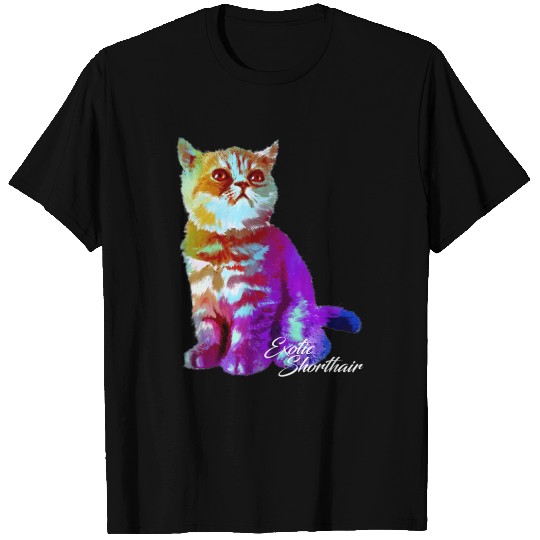 Colorful Exotic Shorthair Cat Funny Kitties Lover T Shirts