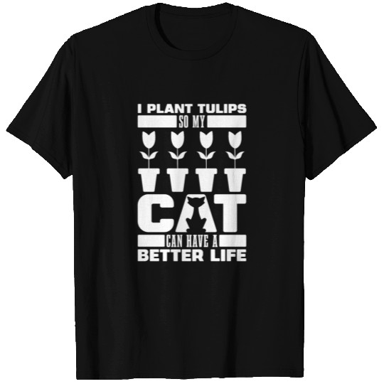 Tulip Gardening Cat T Shirts