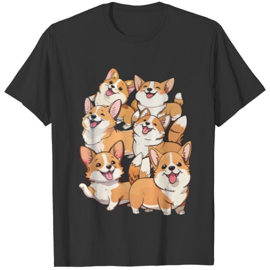 happy Corgi dogs T Shirts