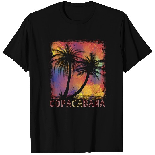 Palm tree Colorful Copacabana Paradise Rio Beach O T Shirts