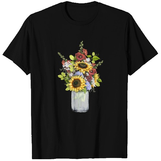 Sunflower Mason Jar Flower T Shirts