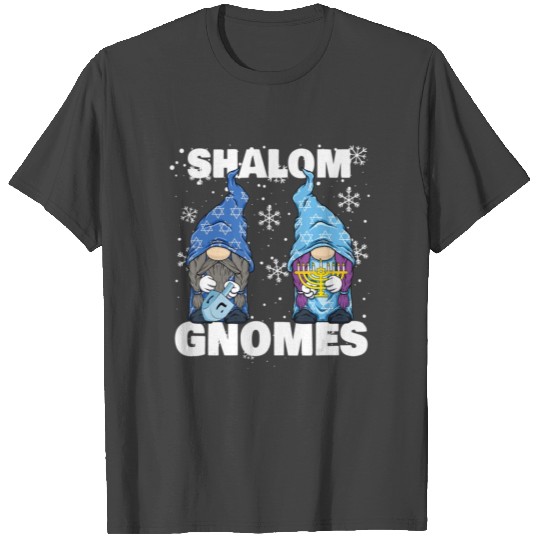 Shalom Gnomes Jewish Hanukkah Menorah Dreidel Wome T Shirts