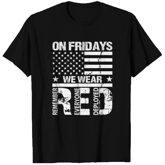 On Fridays We Wear Red American Flag Military Supp T Shirts