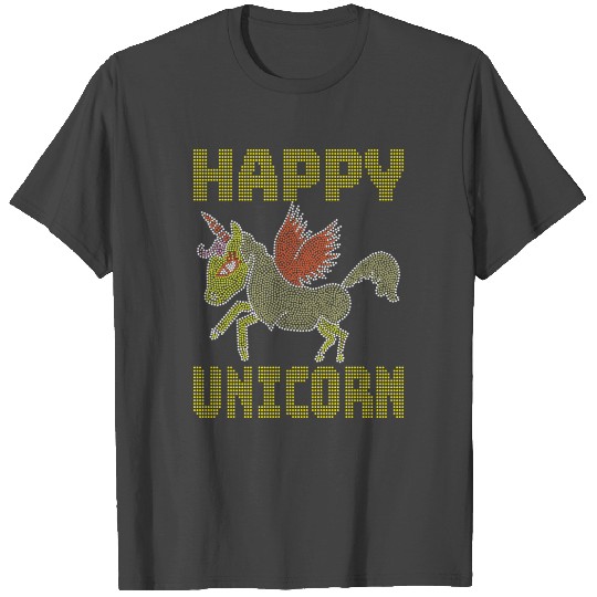 Happy unicorn rhinestone T Shirts