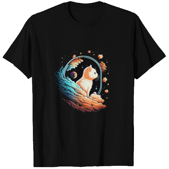 Astronaut Cat Space Cat on Galaxy Cat Lover T Shirts
