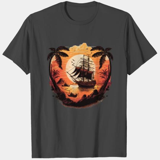 Vintage Sunset Raiders: A Pirate Ship Adventure T Shirts