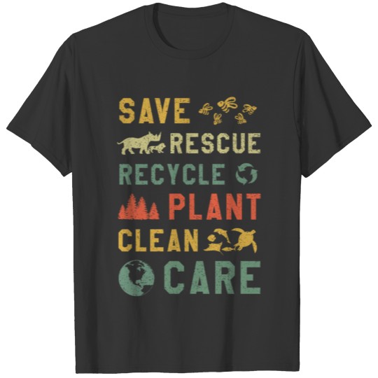 Retro Vintage Bee Save Nature Oceans Day Earth Day T Shirts