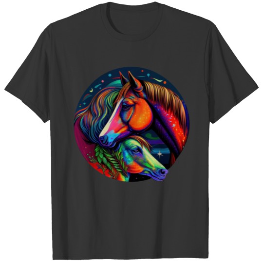 Colorful Horse Psychedelic Running Horse Design T Shirts