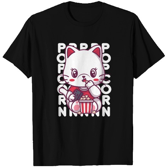 Cat Eating Popcorn T Shirts