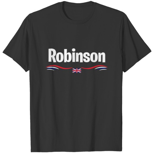 UK Flag Robinson England British Birthday Name T Shirts