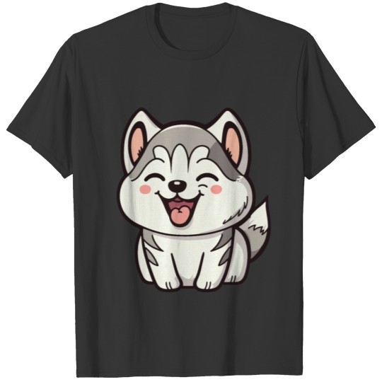 Happy cute Siberian husky dog T Shirts