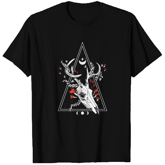 Gothic Deer Skull Moon Phase Witch Occult T Shirts