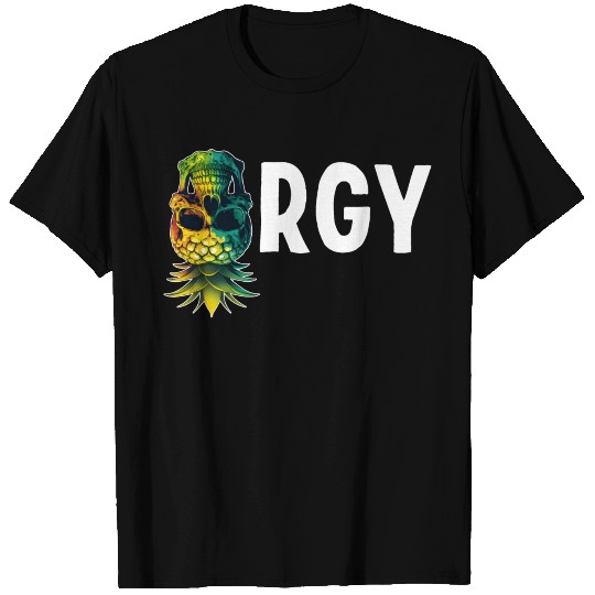 Orgy Upside Down Pineapple Skull Swinger Swinging T Shirts