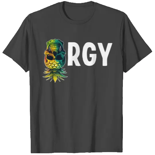 Orgy Upside Down Pineapple Skull Swinger Swinging T Shirts