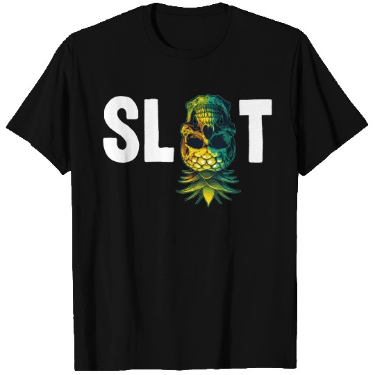 Swinger Slut Upside Down Pineapple Skull Swinging T Shirts