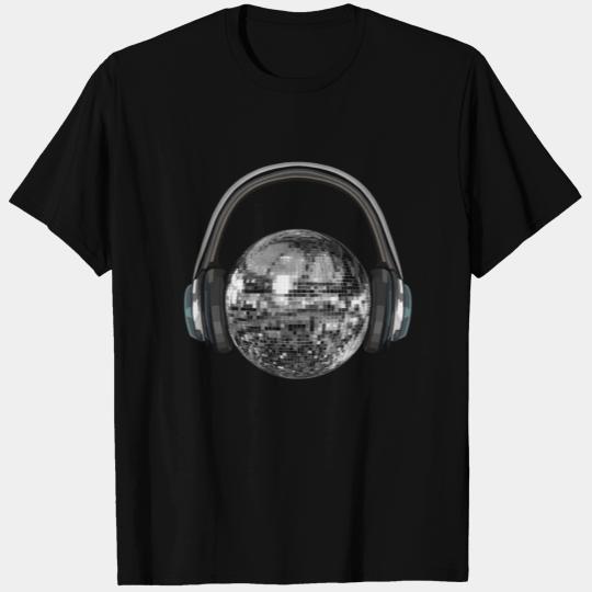 Silver Disco Ball with Headphones T Shirts