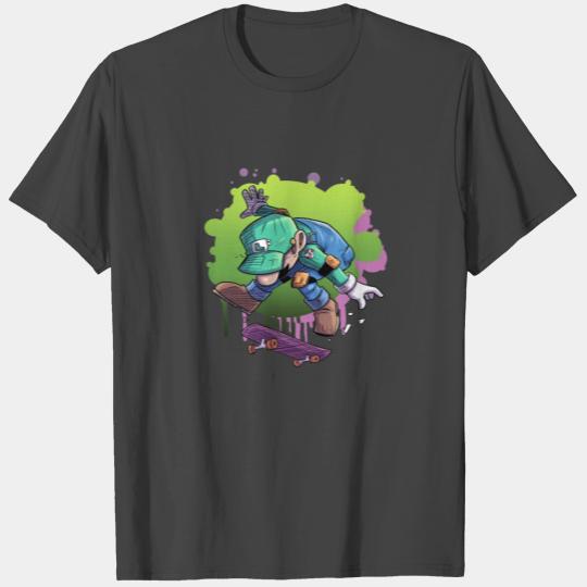 Skater Luigi- Mario Bros-Smash Ultimate- Graffiti T Shirts