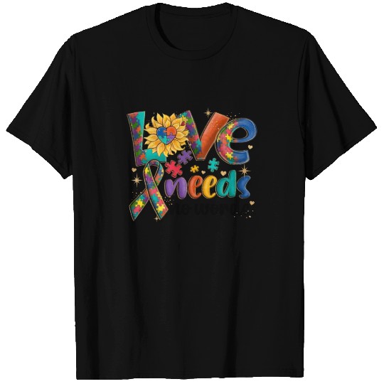 Autism Awareness Love Needs No Words Sunflower T Shirts