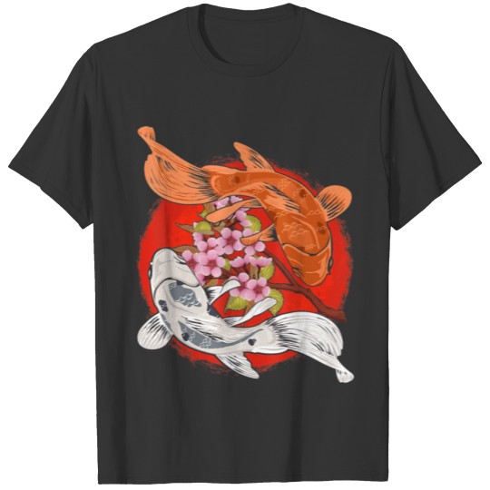 Japanese Cherry Blossom Tree Koi Fish Yin Yang Men T Shirts