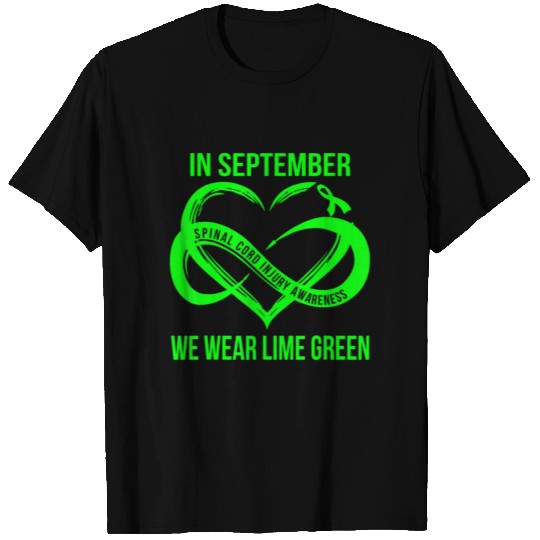 In September We Wear Lime Green Spinal Cord Injury T Shirts