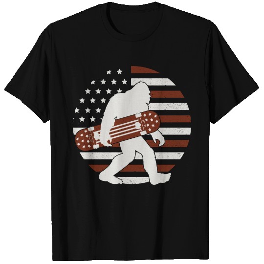 Bigfoot Skateboard American Flag T Shirts
