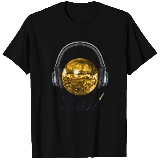 Gold Disco Ball Music Headphones T Shirts