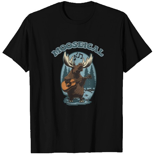 Mooseical - Musical Moose with Acoustic Guitar T Shirts