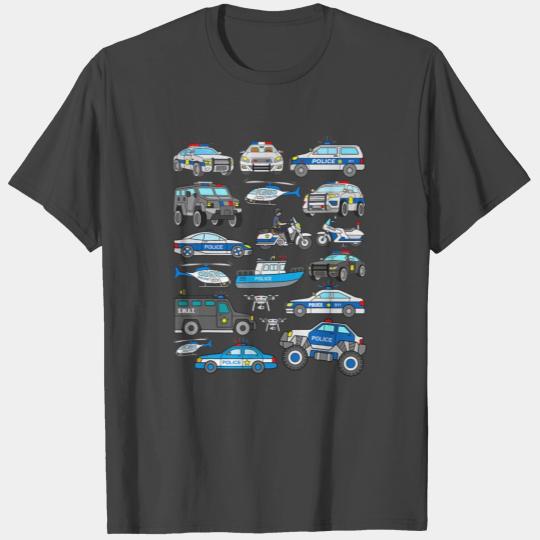 Police Car T Shirts for Boys Cop Vehicles Toddler SWA