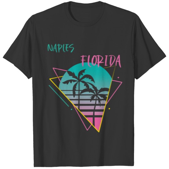 Naples Florida Palm trees Retro Ocean Surfing T Shirts