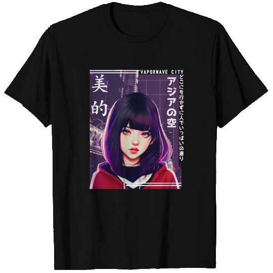 Cyberpop Vaporwave Anime Girl Japanese City Futuri T Shirts