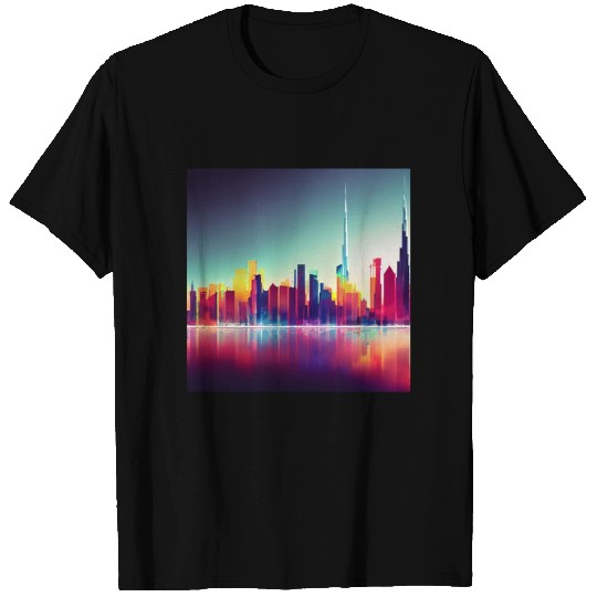 Dubai silhouette skyline abstract art T Shirts