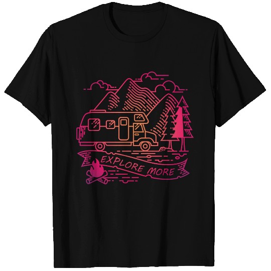 Explore More Pink Camper Van Nature Adventure T Shirts