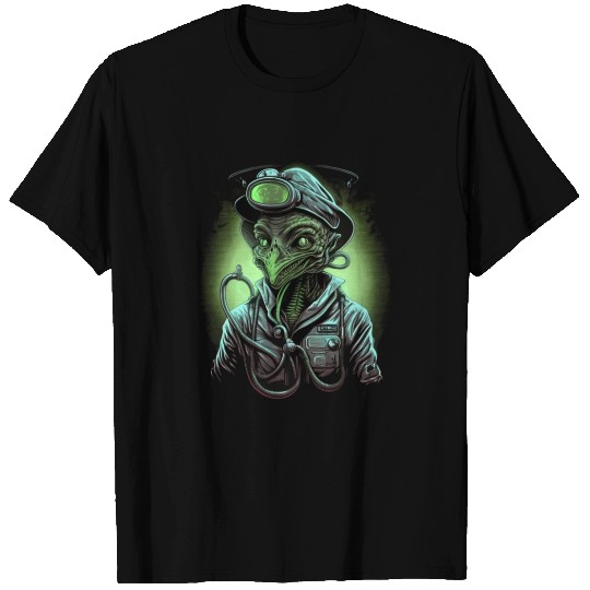 Alien Nurse Stethoscope Syringe UFO T Shirts
