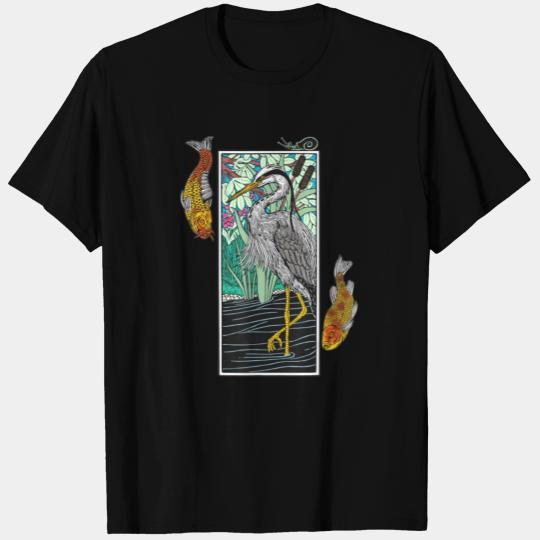 Japanese Grey Heron Ao sagi Nishikigoi Koi Carp Fi T Shirts