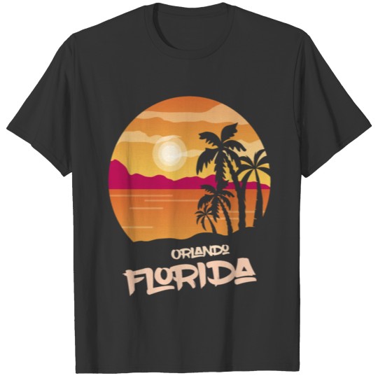 Florida Orlando Vacation Palm trees Ocean Surfing T Shirts