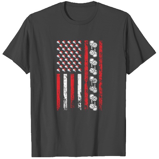 American Sports Flag Christmas Athletic Pickleball T Shirts