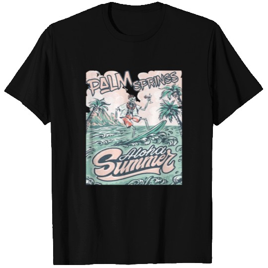 Palm Springs Surfing California Vacation Palm tree T Shirts