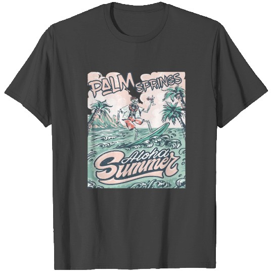 Palm Springs Surfing California Vacation Palm tree T Shirts