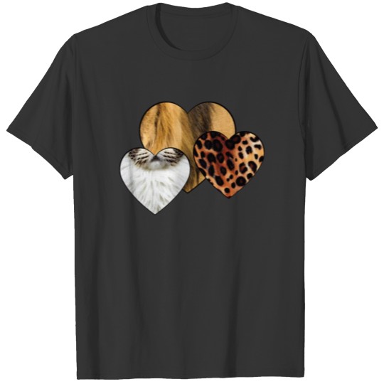 Hearts love Lion, cat, tiger lover T Shirts