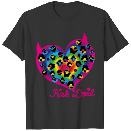 Pink Devil Heart T Shirts