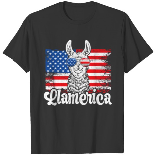 Llamerica Patriotic America USA Flag 4th Of July T Shirts