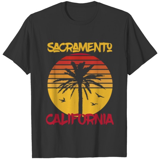California Sacramento Palm trees Ocean Surfing T Shirts