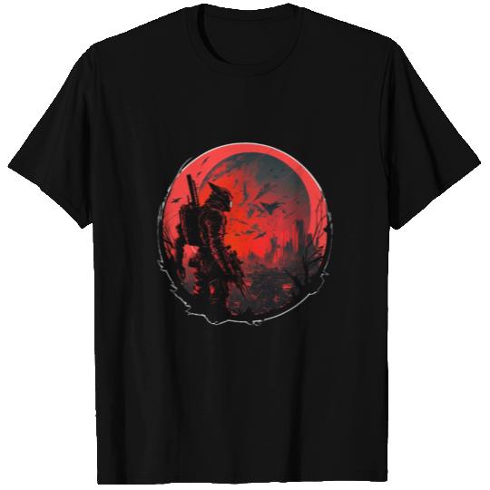 battle under red moon cyberpunk T Shirts
