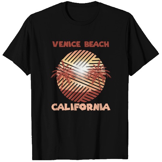 Retro Venice Beach California Palm trees Ocean Sur T Shirts